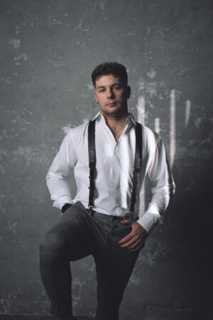 Natūralios odos rankų darbo vyriškos petnešos BENGALENSIS – FancyFox.lt